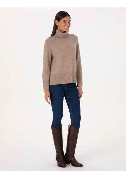 Kadın Vizon Comfort Fit Yün Karışımlı Kazak 50316667-VR052 fırsatları