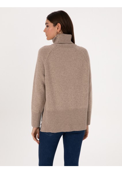 Kadın Vizon Comfort Fit Yün Karışımlı Kazak 50316667-VR052 indirimleri