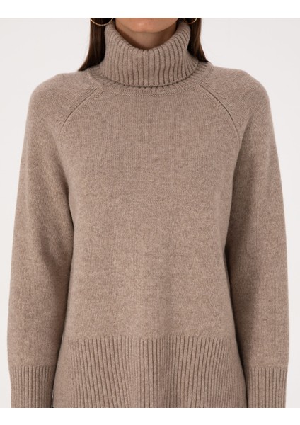 Kadın Vizon Comfort Fit Yün Karışımlı Kazak 50316667-VR052