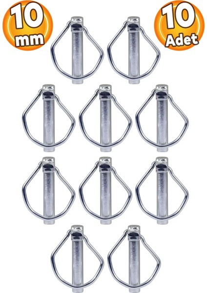 10 mm Traktör Pimi Yaylı Pim Kaliteli Çelik (10 Adet)