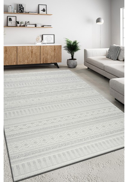 Dekoratif Loop Sisal Halı Tozumaz Polipropilen Dokuma Taban Modern Koridor Oda Halısı Gri