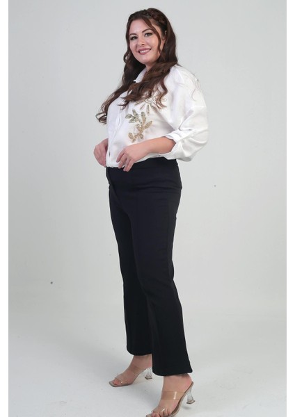 Kadın Beli Lastikli En Boy Likralı Örme Krep Çımalı Büyük Beden Palazzo Pantolon fiyatları