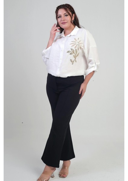 Kadın Beli Lastikli En Boy Likralı Örme Krep Çımalı Büyük Beden Palazzo Pantolon modelleri