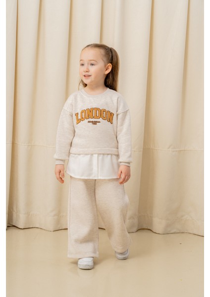 Kız Çocuk London Nakışlı Şardonlu 2 Li Takım - 3266/3265 fiyatları