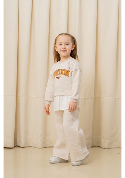 Kız Çocuk London Nakışlı Şardonlu 2 Li Takım - 3266/3265 fırsatları