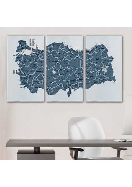 Türkiye Haritası Kanvas Tablo Il ve Ilçeli Ayrıntılı Eğitici Dekoratif Tablo 3037 modelleri