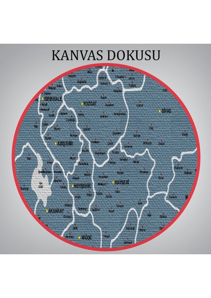 Türkiye Haritası Kanvas Tablo Il ve Ilçeli Ayrıntılı Eğitici Dekoratif Tablo 3037