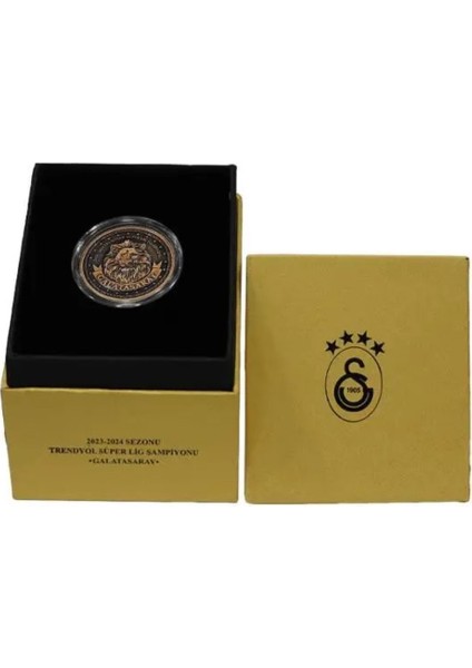 Galatasaray 2023-2024 Süperlig Şampiyonu Bronz Hatıra Para, Çil, Sertifikalı Kutulu