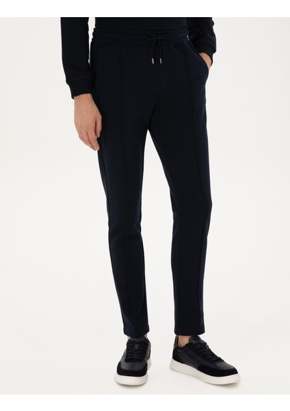 Erkek Lacivert Slim Fit Nervürlü Düz Paça Eşofman Altı 50317659-VR033 fiyatları