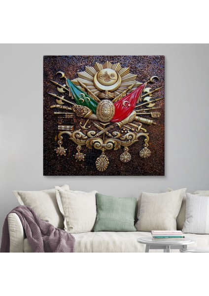 Renkli Osmanlı Tuğrası Kanvas Tablo, Şık ve Zarif Duvar Dekoru fiyatları