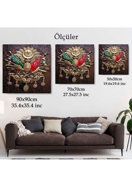 Renkli Osmanlı Tuğrası Kanvas Tablo, Şık ve Zarif Duvar Dekoru indirimleri