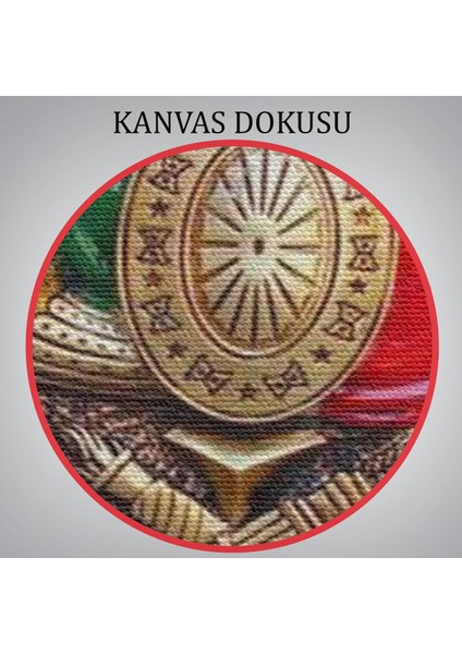 Renkli Osmanlı Tuğrası Kanvas Tablo, Şık ve Zarif Duvar Dekoru
