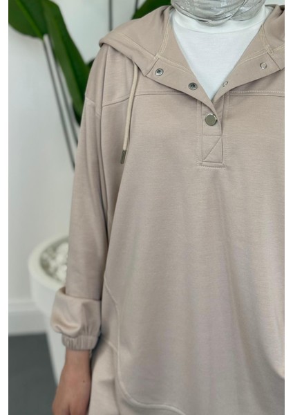 Mihra Kapüşonlu Takım Bej modelleri