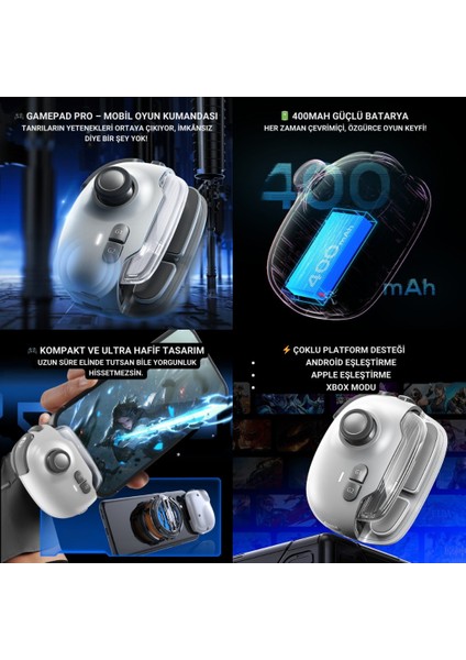 Ios & Android Uyumlu Type-C Mobil Oyun Kolu | Pro Joystick | 400MAH Bataryalı Gamepad, Tak Çalıştır indirimleri