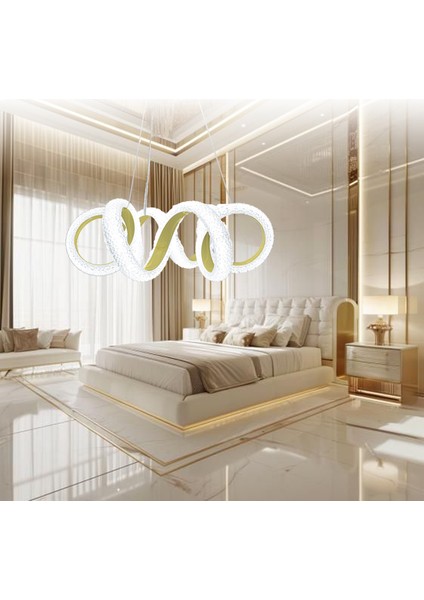 Milla Akrilik Taşlı Ledli 3 Renk Salon Oturma Yatak Mutfak Odası Avizesi