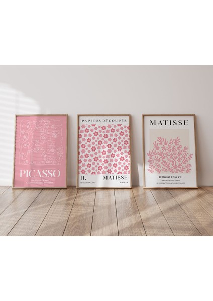 3'lü Set Allık Pembesi Matisse Baskısı Poster, Bohem Duvar Dekoru, Matisse fiyatları