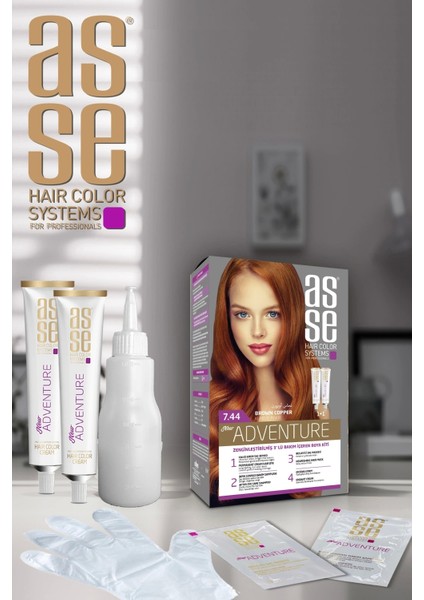 Adventure Set Saç Boyası, Kalıcı ve Canlı Renkler 1+1 İki Kullanım Seti (No : 7.44 Kumral Bakır) fırsatları