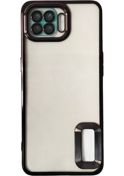 Oppo Reno5 Lite Uyumlu Kenarları Siyah Arkası Şeffaf Kamera Korumalı Kılıf