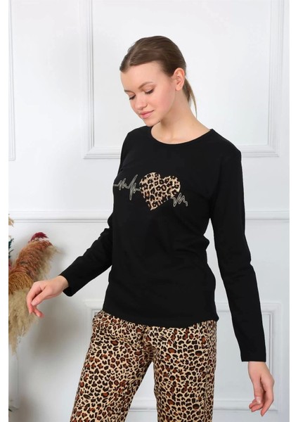 Kadın Penye Uzun Kol Pijama Takım Siyah fiyatları