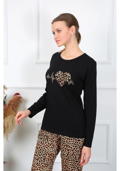 Kadın Penye Uzun Kol Pijama Takım Siyah modelleri