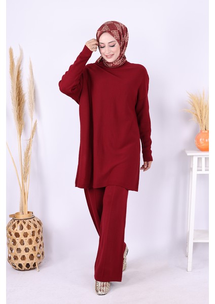 Triko Tunik Pantolon Takım 17035 Bordo