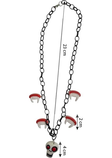 Halloween Metal Zincirli Plastik Beyaz Renk Vampir Drakula Dişi Figürlü Kolye fiyatları