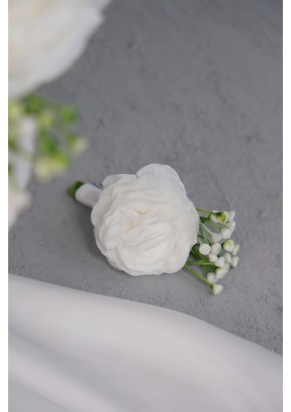 Doğal Gül Damat Yaka Çiçeği