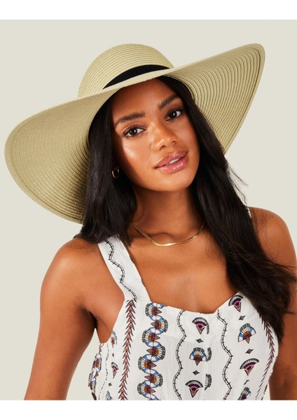 Fedora Wıth Brown Trım Natural