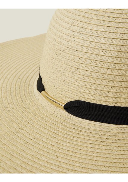 Fedora Wıth Brown Trım Natural fırsatları