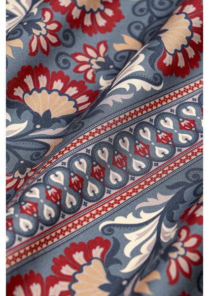 Koyu Indigo Karanfil Desen Twill Ipek Eşarp fiyatları