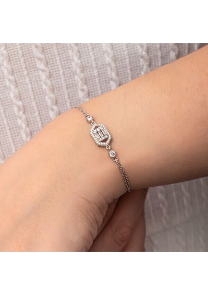 Baget Taşlı 925 Ayar Gümüş Bileklik