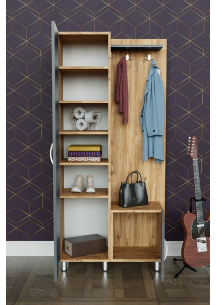 "pelen" Portmanto Askılık Vestiyer Ayakkabılık Ahşap-Antrasit fiyatları