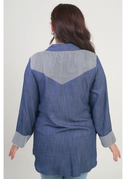 Kadın Önü Fermuarlı Desenli Büyük Beden Kot Gömlek fırsatları