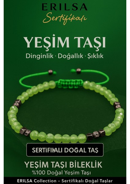 Sertifikalı Fasetli Terahertz Yeşim Doğal Taş Bileklik Ince Model – Zarif ve Şık Tasarım