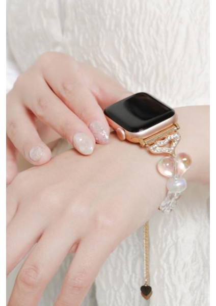 Apple Watch 10/11/9/8/7/6/5/4/3/SE/ULTRA/HK/PRO/MAX 49MM 46MM 45MM 44MM 42MM Kordon Boncuk Kalp Fiyonk modelleri