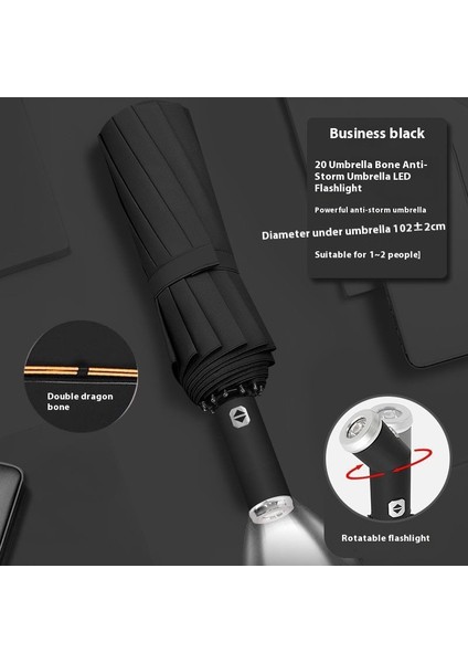 10 Tel Lüx LED Lambalı Siyah Otomatik Şemsiye modelleri