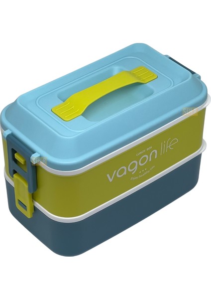 Bento 1000ML Lunchbox Yeni Koleksiyon 2 Katlı 3 Bölmeli Paslanmaz Çelik Sefer Tası Yemek Kutusu