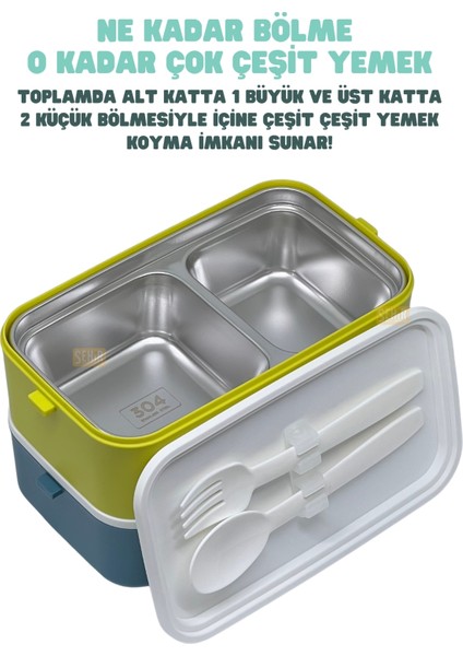 Bento 1000ML Lunchbox Yeni Koleksiyon 2 Katlı 3 Bölmeli Paslanmaz Çelik Sefer Tası Yemek Kutusu fiyatları