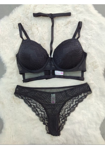 Dantel ve Tül Detaylı Balenli Iç Çamaşır Takımı 4'lü Set - Fantezi Iç Çamaşır Takımı- Çeyizlik fiyatları