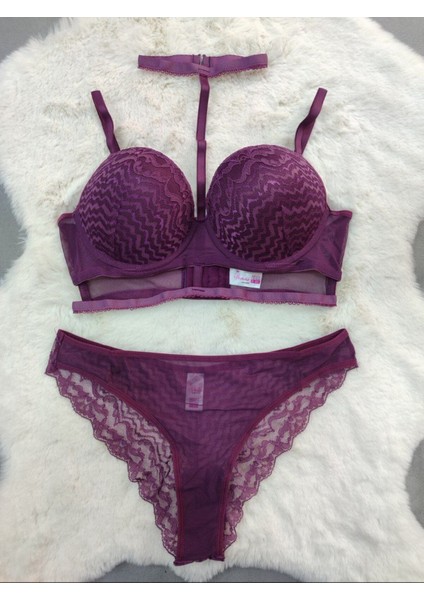 Dantel ve Tül Detaylı Balenli Iç Çamaşır Takımı 4'lü Set - Fantezi Iç Çamaşır Takımı- Çeyizlik indirimleri