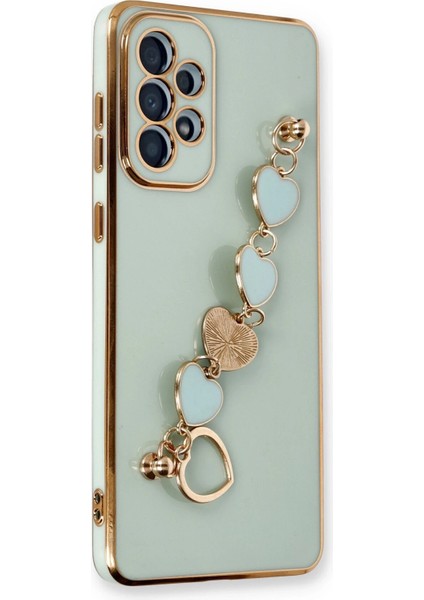 Samsung Galaxy A33 5g Elegant Charm Case (Kalpli Zincirli Kılıf) Elegant Silicone Cover - Su Yeşili