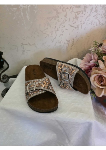 Witta 55402 Anatomik Tek Bant Taşlı Kadın Terlik