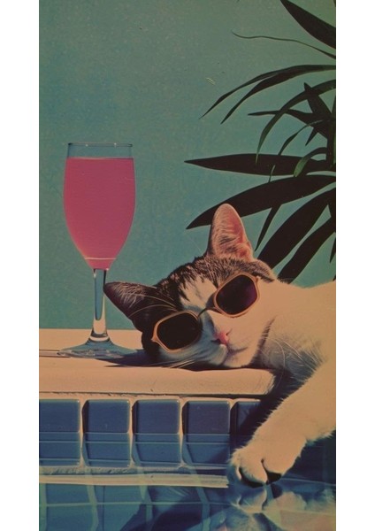 Havuzda Bayılan Kedi Ev Duvar Salon Güzellik Salonu Ofis Dükkan Dekarasyon Kanvas Tablo fiyatları