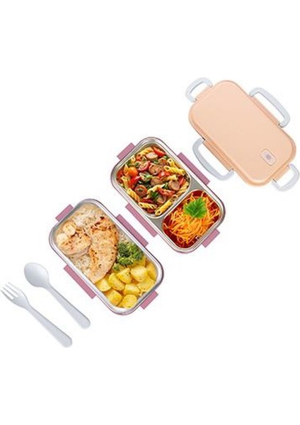 2 Katlı Paslanmaz Çelik Yemek Kabı Beslenme Kabi Saklama Kabı 450X400 ml Lunch Box Renkli fiyatları