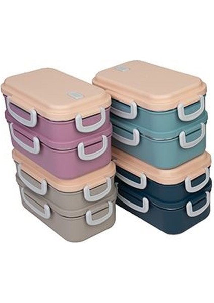 2 Katlı Paslanmaz Çelik Yemek Kabı Beslenme Kabi Saklama Kabı 450X400 ml Lunch Box Renkli fırsatları