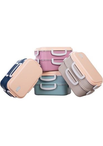 2 Katlı Paslanmaz Çelik Yemek Kabı Beslenme Kabi Saklama Kabı 450X400 ml Lunch Box Renkli indirimleri