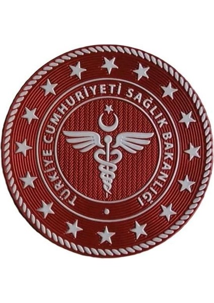 Sağlık Bakanlığı 3D Arması Kırmızı 7 Cm, Yeni Model Tip Cırtlı, Standart Ölçü, 1.sınıf Ultra Kalite