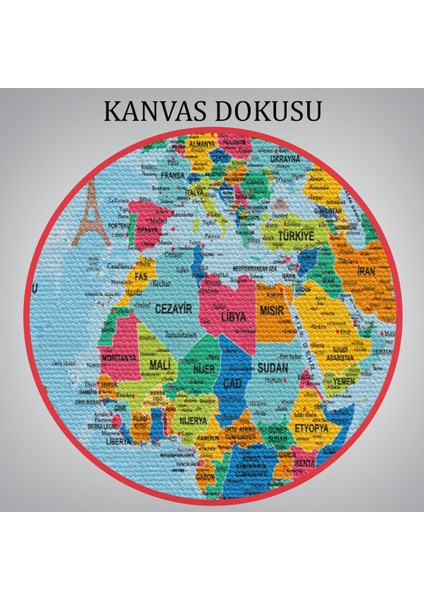 Türkçe Dünya Haritası Kanvas Tablo Son Derece Detaylı ve DEKORATIF-2022