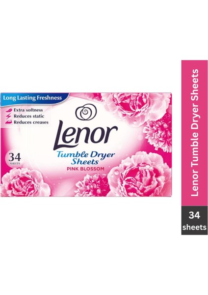 Pembe Çiçek Kokulu Çamaşır Kurutma Makinesi Kokulandırıcı ve Yumuşatıcı Kağıt 34 Yaprak