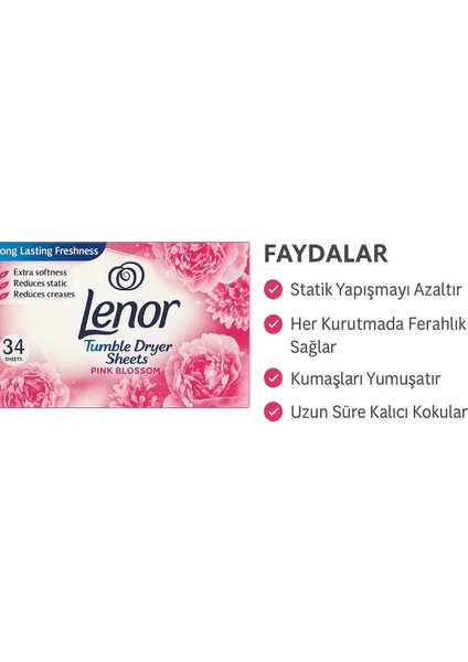 Pembe Çiçek Kokulu Çamaşır Kurutma Makinesi Kokulandırıcı ve Yumuşatıcı Kağıt 34 Yaprak modelleri